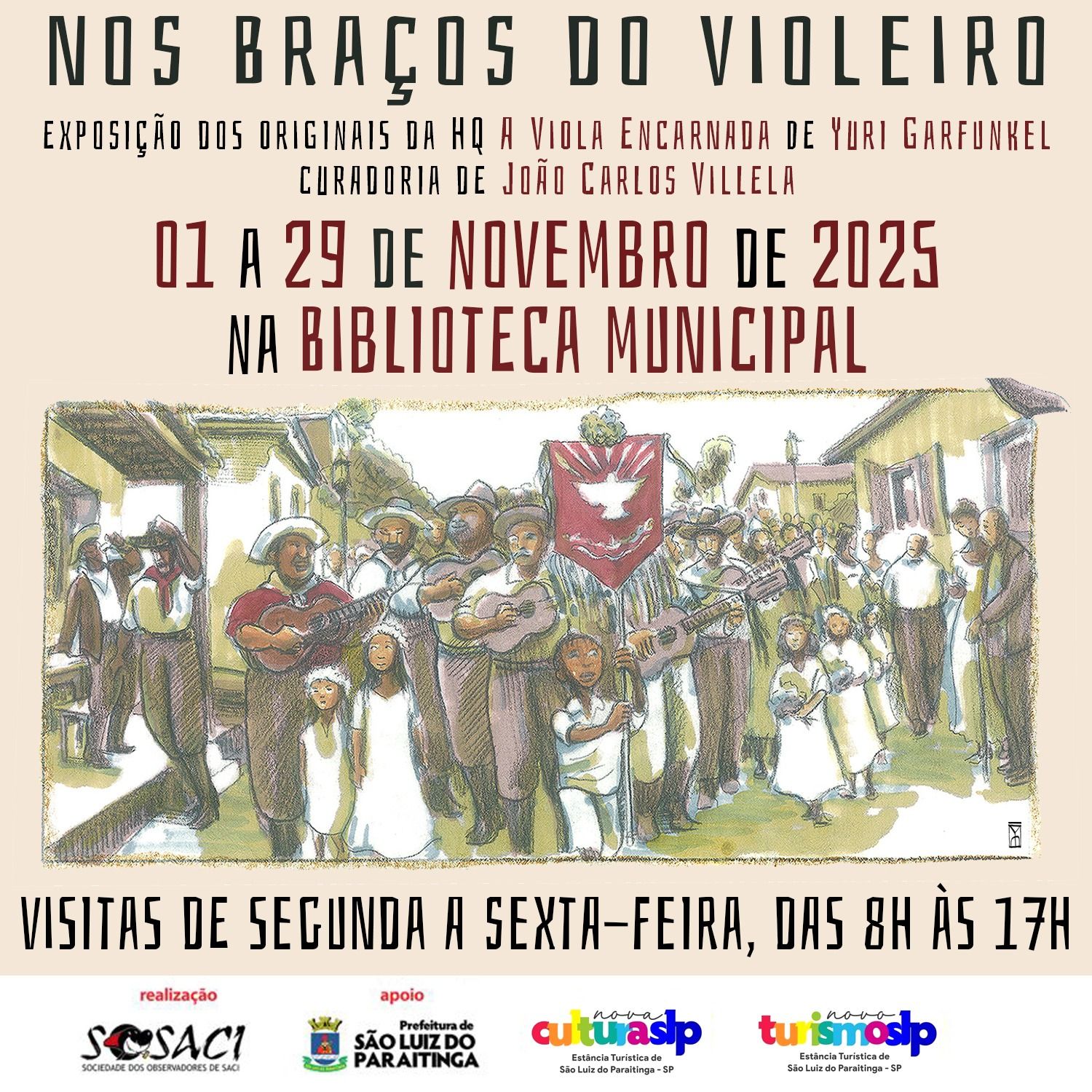 Exposição "Nos Braços do Violeiro" segue aberta para visitação gratuita em São Luiz do Paraitinga até 29 de novembro