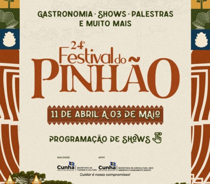 24º Festival do Pinhão terá quatro semanas de shows gratuitos em Cunha