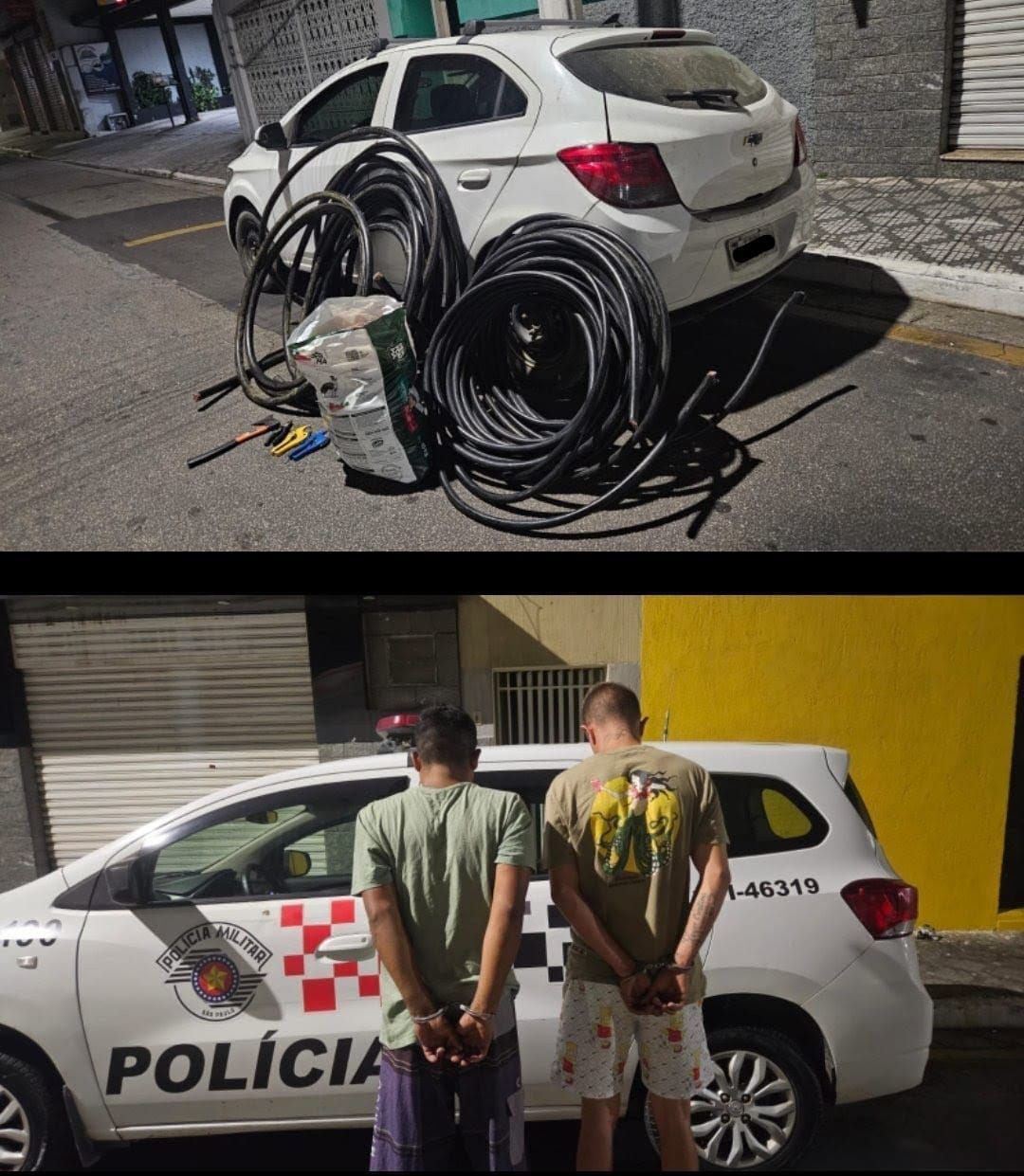 PM prende dois suspeitos por furto de fios em Caçapava