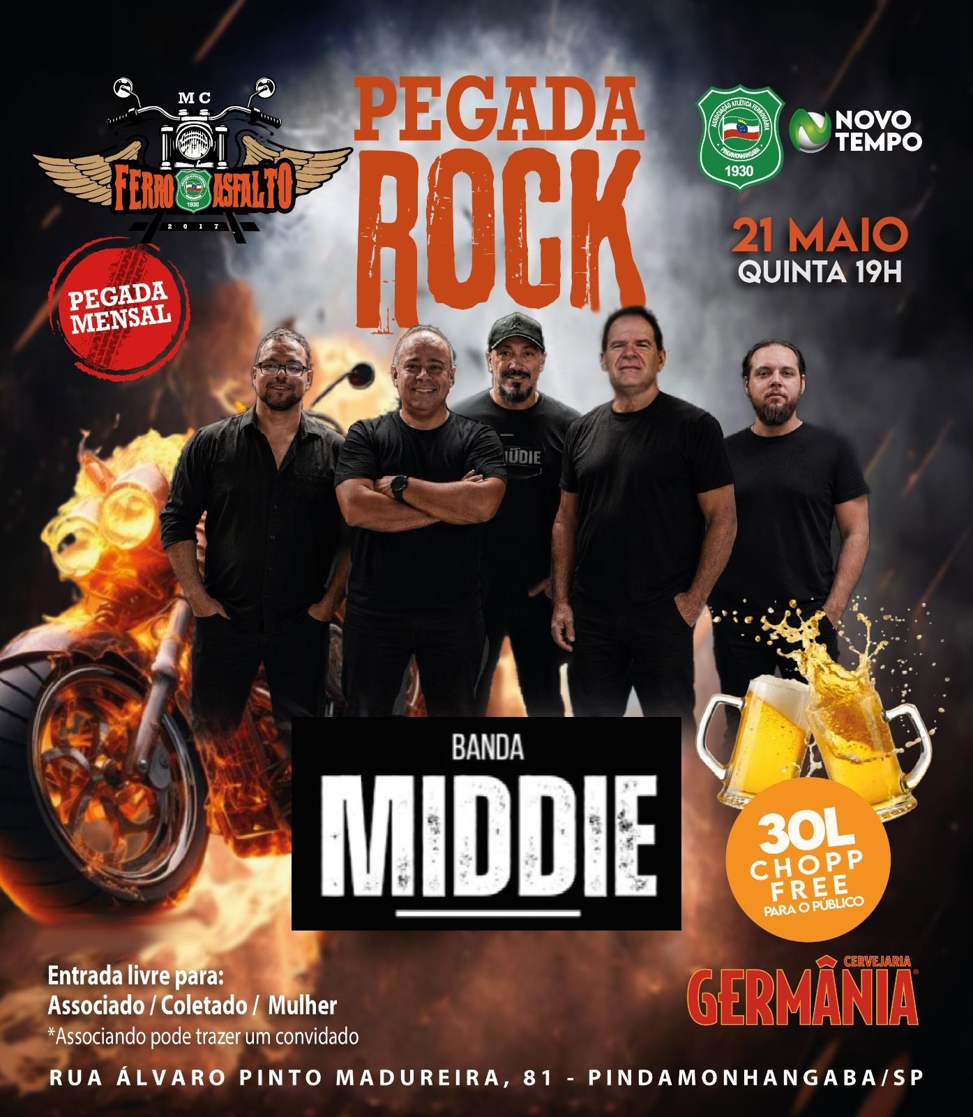 Pegada Rock reúne motociclistas e fãs de rock em evento na Associação Atlética Ferroviária de Pindamonhangaba