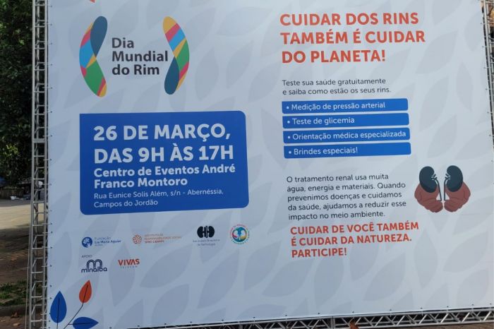 Ação gratuita com exames e orientações marca Dia Mundial do Rim em Campos do Jordão