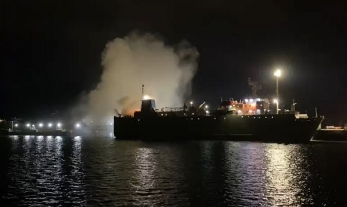 Incêndio atinge navio com 2,6 mil animais no Porto de São Sebastião