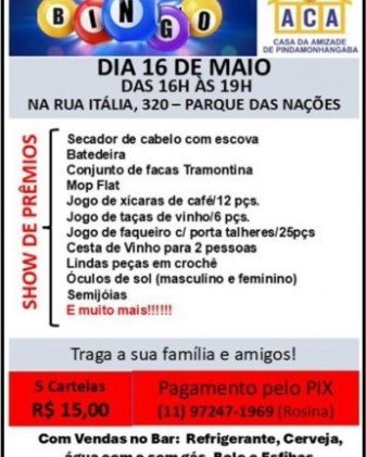 Bingo - Casa da Amizade de Pindamonhangaba