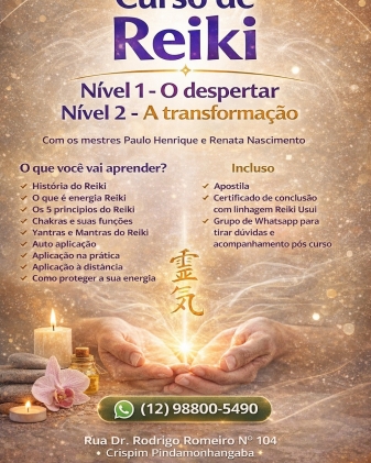 Curso de Reiki Nível 1 e 2 